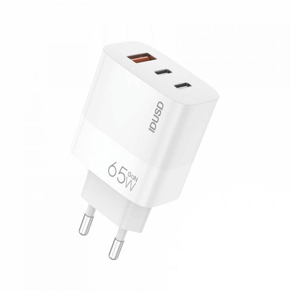 Cargador de 65W PD GaN con 3 puertos (USB-A y 2xUSB-C)