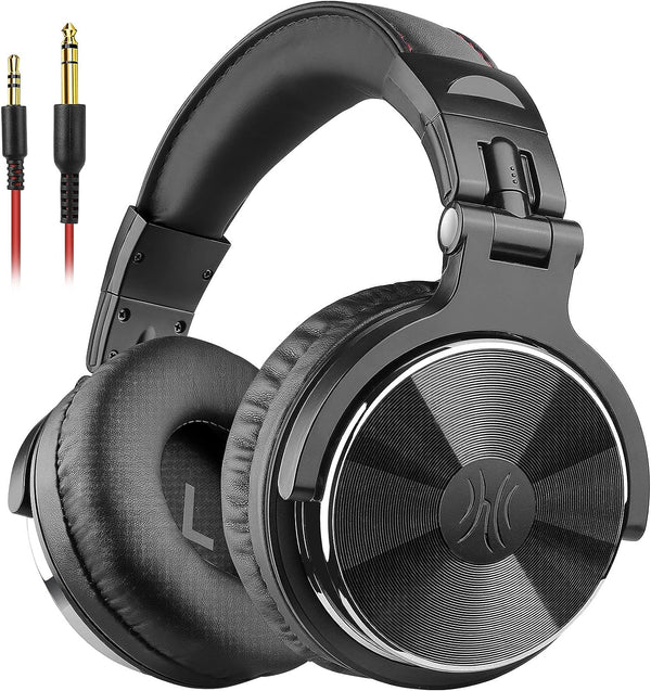 OneOdio Pro10 Auriculares DJ con Cable, Estéreo de Mezcla y Monitor de Estudio, 50mm Controladores, 3.5 y 6.35mm Conector de Audio para PC AMP Grabación de Teléfono Piano Guitarra, Negro