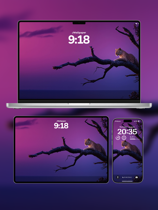 Gracia del Crepúsculo: Fondos de Leopardo al Atardecer para iPhone, Android, iPad, MacBook y Windows