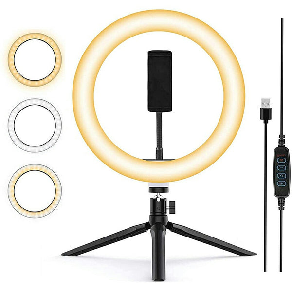 Aro de luz LED 10" con Soporte para movil Regulable - JOY WAY SL