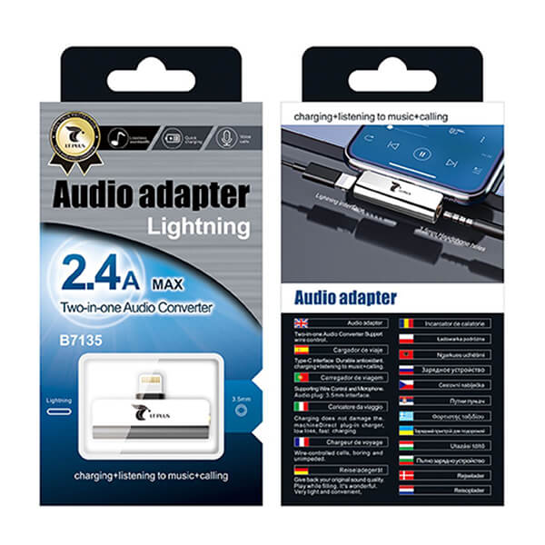 Audio Adaptador Con Interfaz Lightning Y 3.5mm Plata LT PLUS B7135