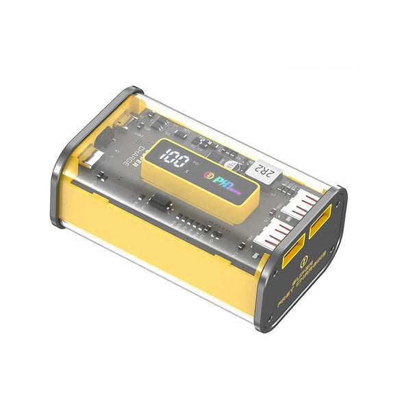 Batería Externa carga rápida 10000mAh 22.5W carcasa transparente con 3 Salidas TEMCO